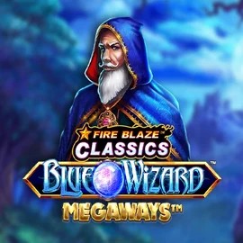 Fire Blaze Blue Wizard Megaways logo by Rarestone Gaming Revolution Casino